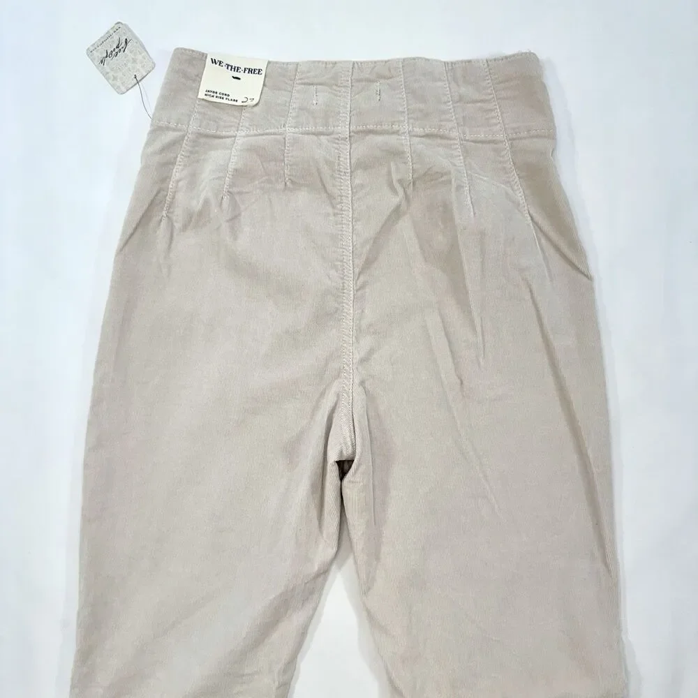 Free People We the Free Jayde Cord Flare Sz 27 Beige High Rise Corduroy Boho NWT